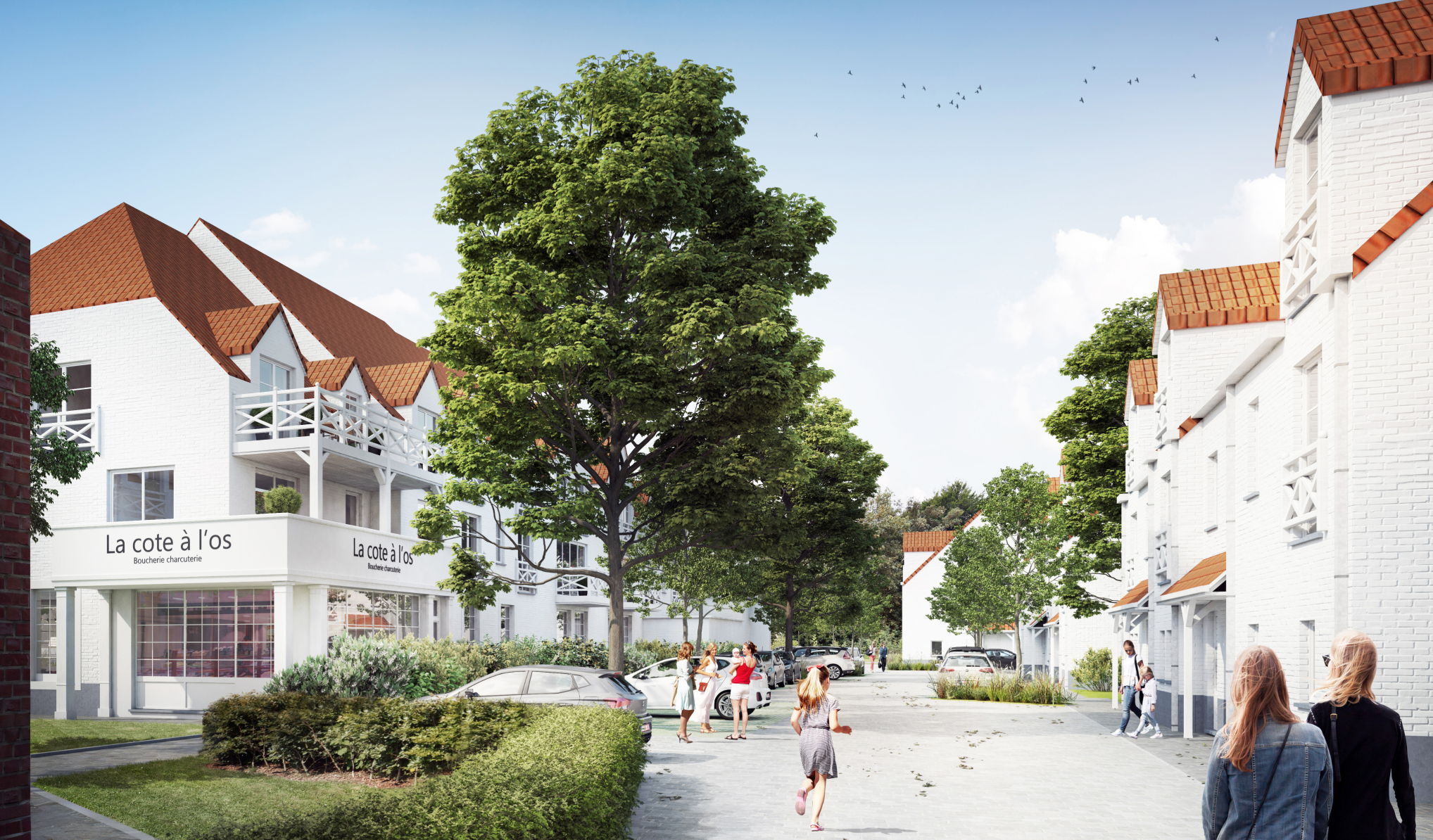 Complexe résidentiel avec espaces verts et commerces